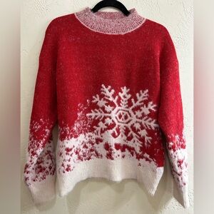 BiBi Red and White Snowflake Sweater